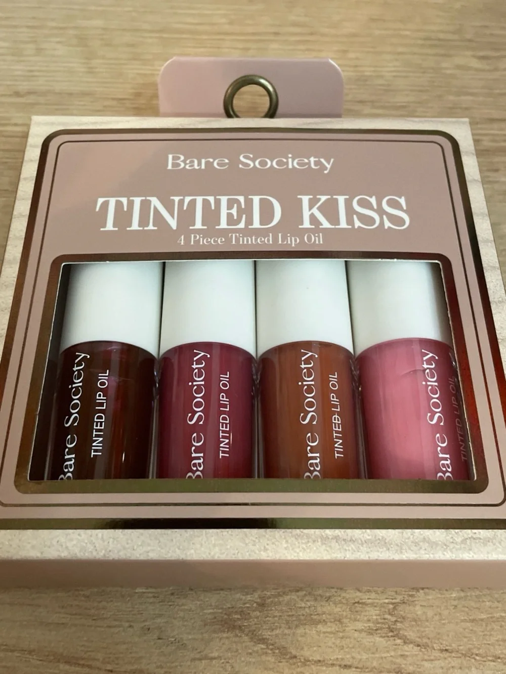 Society Tinted Kiss 4-Piece Lip Oil Set - Pink, Brown, Mauve, Rose